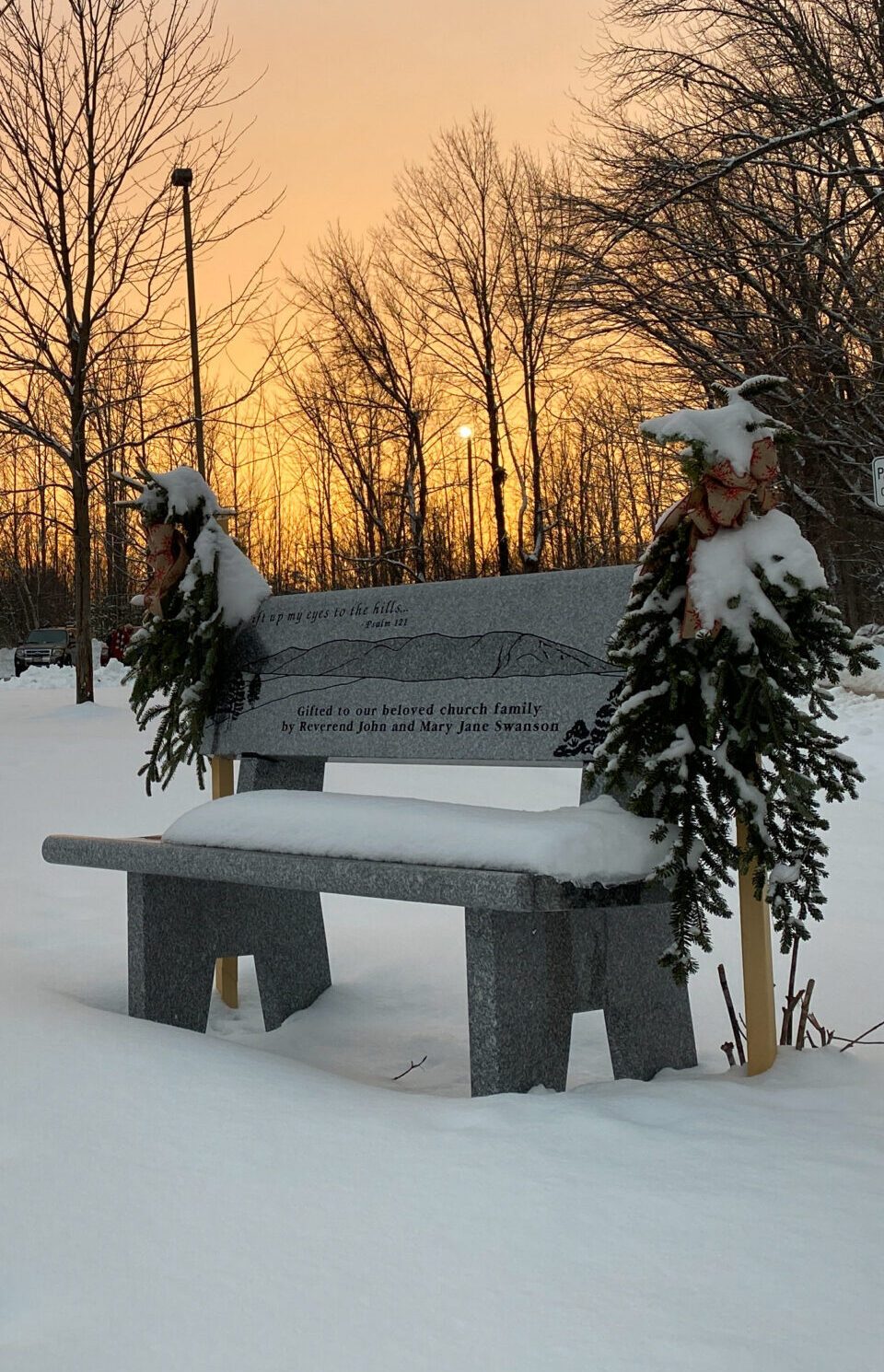 firstchurch_back lot_bench_winter_sunset